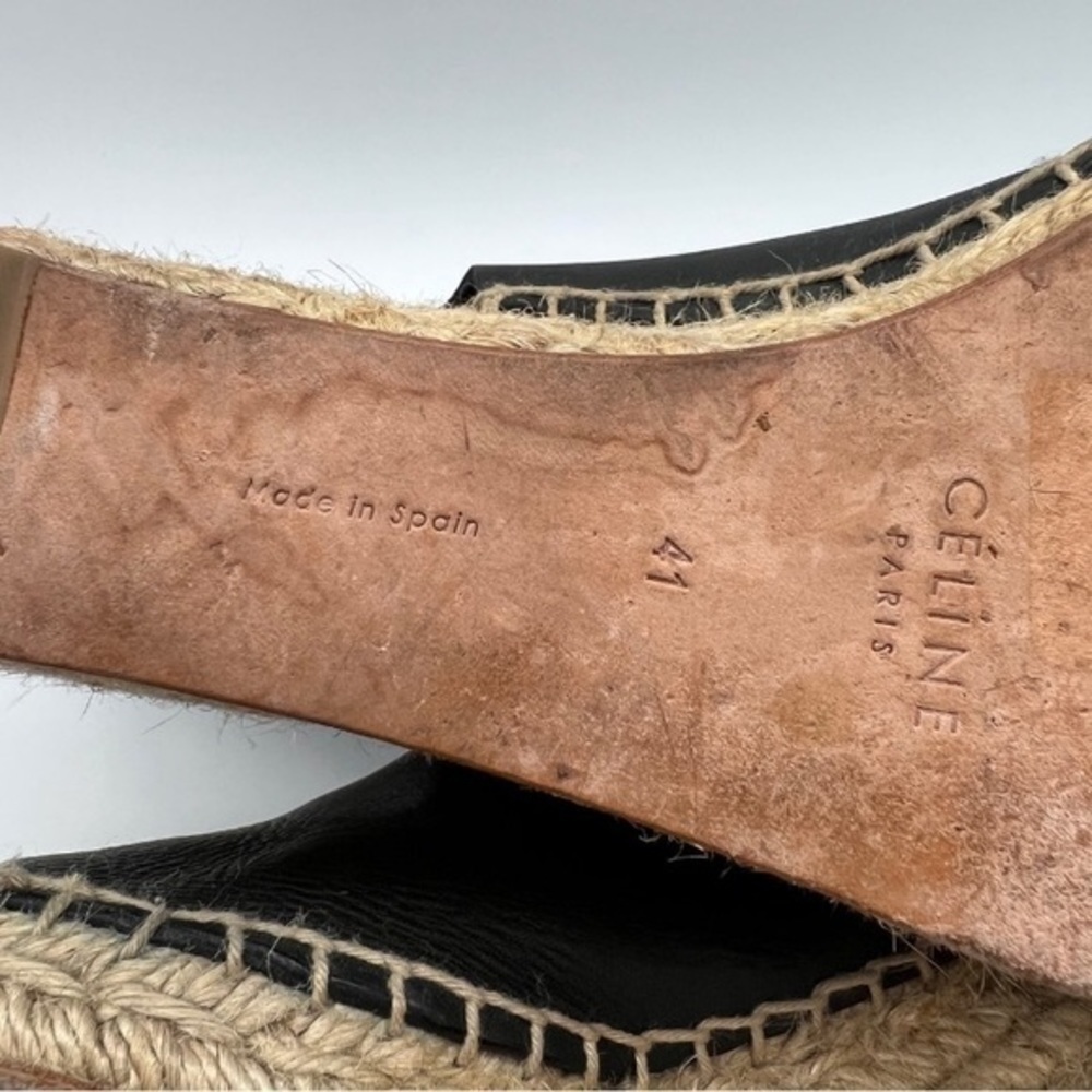 Celine Phoebe black leather espadrilles wedge sandals 11 - Picture 11 of 16